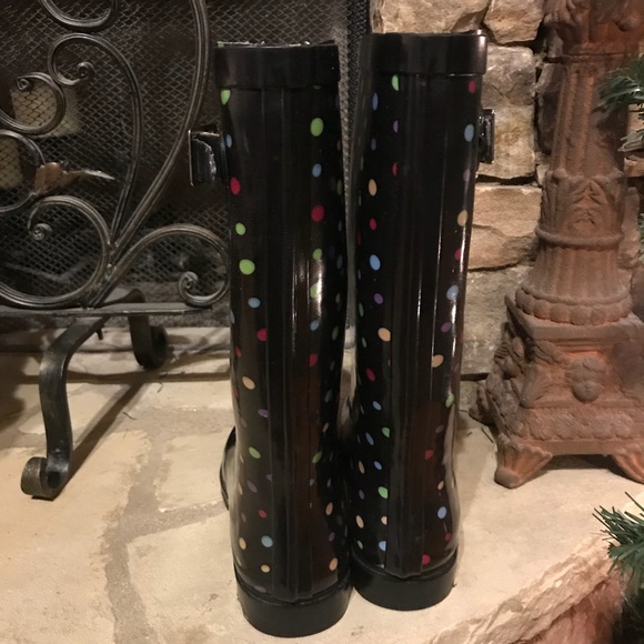 Merona Black with Polka Dots Rain Boots Size 6 - Picture 3 of 8